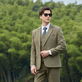 Light Green Herringbone Tweed 3 Piece Suit - Yoosuitan