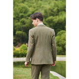 Light Green Herringbone Tweed 3 Piece Suit - Yoosuitan