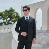Charcoal Black Tweed 3 Piece Suit - Yoosuitan