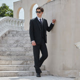 Charcoal Black Tweed 3 Piece Suit - Yoosuitan