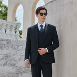 Charcoal Black Tweed 3 Piece Suit - Yoosuitan