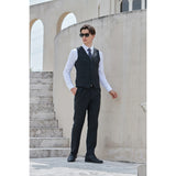 Charcoal Black Tweed 3 Piece Suit - Yoosuitan