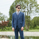 Blue Herringbone Tweed 3 Piece Suit - Yoosuitan