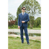 Blue Herringbone Tweed 3 Piece Suit - Yoosuitan