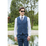 Blue Herringbone Tweed 3 Piece Suit - Yoosuitan