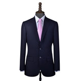 Dark Navy Herringbone Worsted Wool 2 Piece Suit Jacket and Pants - Yoosuitan