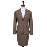 Brown Estate Herringbone Tweed 3 Piece Women Suit
