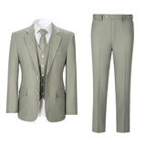 Men Mint Green Herringbone Linen 3 pcs Suit Slim Fit Beach Wedding Tuxedo
