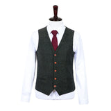 Green Barleycorn Tweed Vest - Yoosuitan