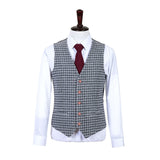Grey Houndstooth Tweed 3 Piece Suit - Yoosuitan