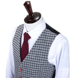 Grey Houndstooth Tweed 3 Piece Suit - Yoosuitan