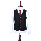 Black Twill Tweed 3 Piece Suit - Yoosuitan