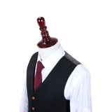 Black Twill Tweed 3 Piece Suit - Yoosuitan