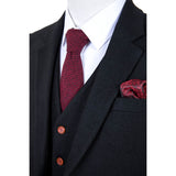 Black Twill Tweed 3 Piece Suit - Yoosuitan