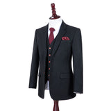 Black Twill Tweed 3 Piece Suit - Yoosuitan