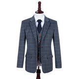 Grey Overcheck Twill Tweed 3 Piece Suit - Yoosuitan