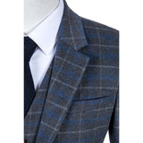 Grey Overcheck Twill Tweed 3 Piece Suit - Yoosuitan