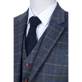 Grey Overcheck Twill Tweed 3 Piece Suit - Yoosuitan