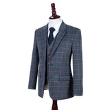 Grey Overcheck Twill Tweed 3 Piece Suit - Yoosuitan