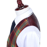 Rainbow Red Plaid Tweed 3 Piece Suit - Yoosuitan