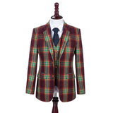 Rainbow Red Plaid Tweed 3 Piece Suit - Yoosuitan