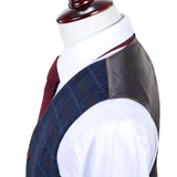 Navy Overcheck Twill Tweed 3 Piece Suit - Yoosuitan