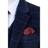 Navy Overcheck Twill Tweed 3 Piece Suit - Yoosuitan