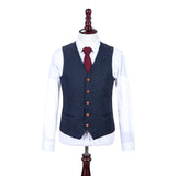 Navy Barleycorn Tweed Vest - Yoosuitan
