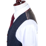 Navy Barleycorn Tweed Vest - Yoosuitan