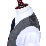 Grey Estate Herringbone Tweed Vest - Yoosuitan