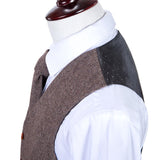 Brown Herringbone Tweed Vest - Yoosuitan