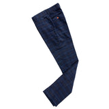 Navy Overcheck Twill Tweed 3 Piece Suit - Yoosuitan