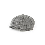 Grey Houndstooth Plaid Tweed Newsboy Caps