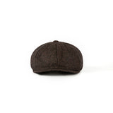 Dark Brown Herringbone Tweed Newsboy Caps