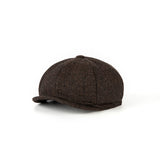 Dark Brown Herringbone Tweed Newsboy Caps