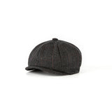Charcoal Black Estate Herringbone Tweed Newsboy Caps