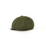 Olive Green Windowpane Tweed Newsboy Caps