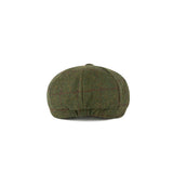 Olive Green Windowpane Tweed Newsboy Caps