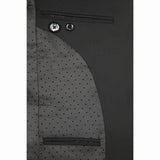 Black mercerized wool stretch suit lining