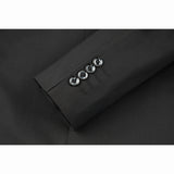Black mercerized wool stretch suit cuffs