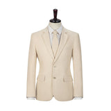 Cream Linen 3 Piece Suit - Yoosuitan