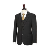 Black Mercerized Wool Stretch Fabric 3 Piece Suit