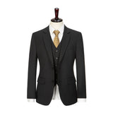 Black Mercerized Wool Stretch Fabric 3 Piece Suit