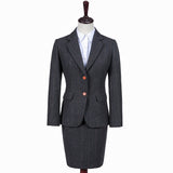 Dark Grey Estate Herringbone Tweed 3 Piece Women Suit
