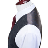 Dark Navy Windowpane Tweed Vest - Yoosuitan