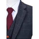 Dark Navy Windowpane Tweed Jacket - Yoosuitan