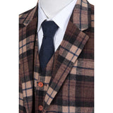Brown Plaid Overcheck Tweed 3 Piece Suit - Yoosuitan