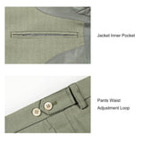 Men Mint Green Herringbone Linen 3 pcs Suit Slim Fit Beach Wedding Tuxedo