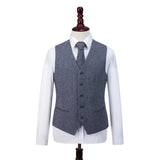 Blue Barleycorn Tweed Vest - Yoosuitan
