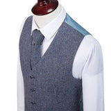 Blue Barleycorn Tweed Vest - Yoosuitan